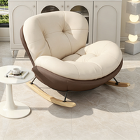 Fauteuil à bascule Tenghang Nordic Eggshell, fauteuil individuel pour salon, fauteuil inclinable de détente, fauteuil paresseux, tissu technique rembourré