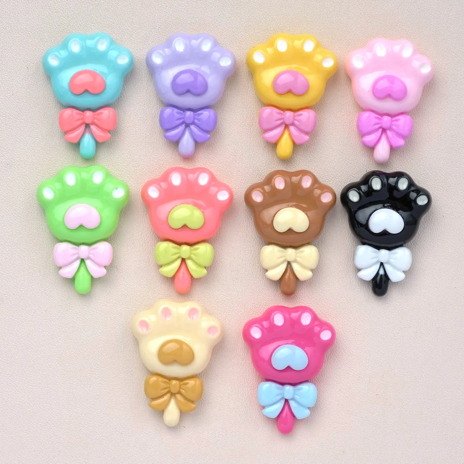 Kawaii colorful cat claw popsicle flatback resin crafts for phone case DIY key chain pendant hair clips making party decoration