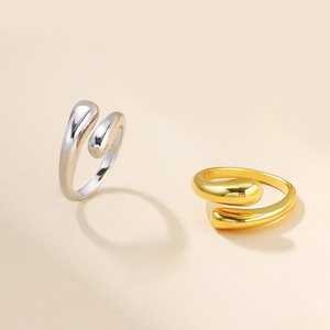 Adjustable Open Teardrop <b>Ring</b> | 18K PVD Gold Stainless Steel Sculptural <b>Statement</b> <b>Ring</b> for Women | Waterproof & Hypoallergenic - Product Image 2