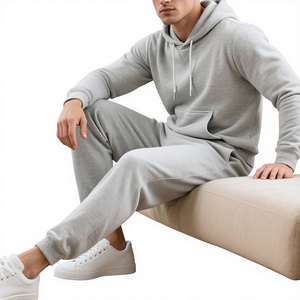 Conjunto Deportivo para Hombre, Sudadera con Capucha y Pantalones, Color Gris Sólido, 100% Algodón, Largo Completo, Transpirable, Ligero, Ropa Casual para Invierno - Product Image 5