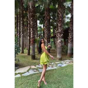 Green Anabel Satin <b>Dress</b> <b>for</b> <b>Women</b> Custom Floor-Length Elegant Trendy Satin <b>for</b> Daytime Office Wear XS-XL <b>for</b> <b>Spring</b> Autumn - Product Image 1