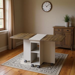 Db Farmhouse Style 5 Piece <b>Folding</b> Extendable <b>Dining</b> <b>Table</b> Set With 4 <b>Chairs</b> For 4 People 55 Inch Drop Leaf Wood <b>Dining</b> Room Fur - Product Image 2