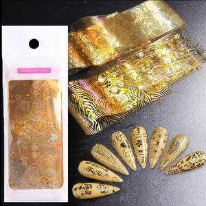 16 pz/borsa misto olografico lamina d'oro trasferimento adesivo fai da te decorazione 3d unghie arte carino stampa animale trasferimento adesivi per unghie