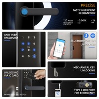 Serrure de porte intelligente Locstar Home Digital Wifi avec empreinte digitale, mot de passe et carte, serrure à mortaise Ttlock pour chambre