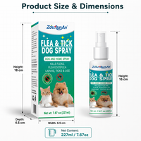 ZouRunAn Spray Antipulgas y Garrapatas para Perros de 227 ml, Etiqueta Blanca, OEM, ODM, Fórmula Personalizada, Color de Botella y Caja Personalizables, Etiqueta Multilingüe, Directo de Fábrica