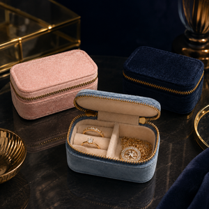 Luxury Velvet Jewelry <b>Box</b> with Custom Logo for Ring Earring Necklace Storage and Jewelry Brand <b>Gift</b> Packaging - Product Image 1