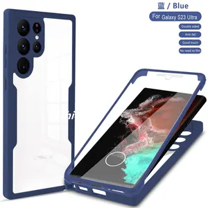 Lichicase Crystal Clear Acrylic Double Sided 360 Full Protection Cover For Samsung A55 Color 2 in 1 Phone Case