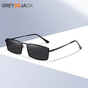 Lunettes de soleil carrées Greyjack 59 mm, monture en métal, protection UV400, style streetwear unisexe - Product Image 5