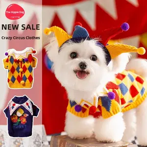 Automne et hiver rayé motif cirque Clown <span class=keywords><strong>pull</strong></span> pour chiens drôle dessin animé Style chien vêtements pour Halloween - Product Image 2