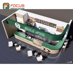 Minimal Coffee Merchandise Display Rack White Oak Finish Bakery Product Area Storefront Coffee Display Rack - Product Image 2