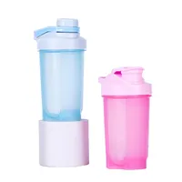 Botol Pengocok Protein Olahraga Air Fitness, Botol Kosong Cangkir Plastik Nutrisi Bubuk untuk Minuman