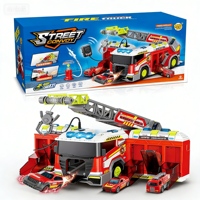 Camion de pompiers multifonctionnel en métal moulé sous pression avec lumières, sons et fonction de pulvérisation d'eau, ensemble de jeu de simulation de sauvetage incendie
