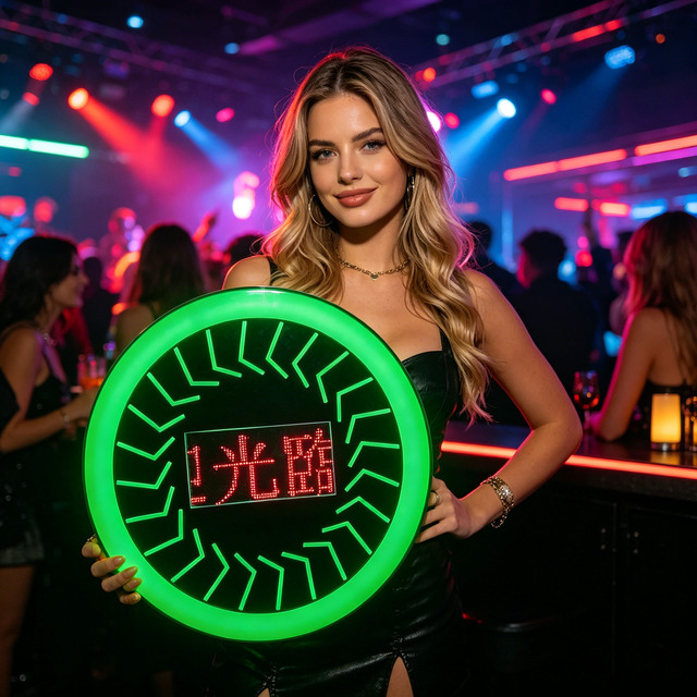Custom APP Control Circle Programmable Board With Green Light New Style Message Luminous Board Rechargeable