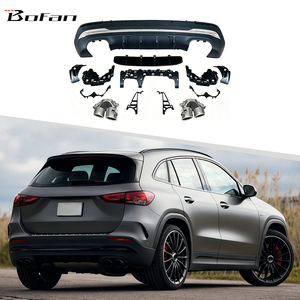 Diffuseur arrière style GLA45 AMG avec embouts argentés pour Mercedes-Benz <span class=keywords><strong>GLA</strong></span> W247 <span class=keywords><strong>2020</strong></span>+ Ajustement direct ABS non peint - Product Image 1