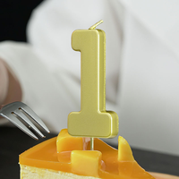 Grandes bougies d'anniversaire numérotées de 7 cm, finition dorée métallique, sans fumée, non toxiques, en cire de paraffine, bougies de gâteau en chiffres, vente en gros