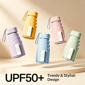 Paraguas de <span class=keywords><strong>Sol</strong></span> Mini Ultra Delgado de 6 Pliegues, Novedad 2026, Parasol UV Portátil con Correa de Cuero Ancha, Paraguas de Regalo para Venta al por Mayor - Product Image 1