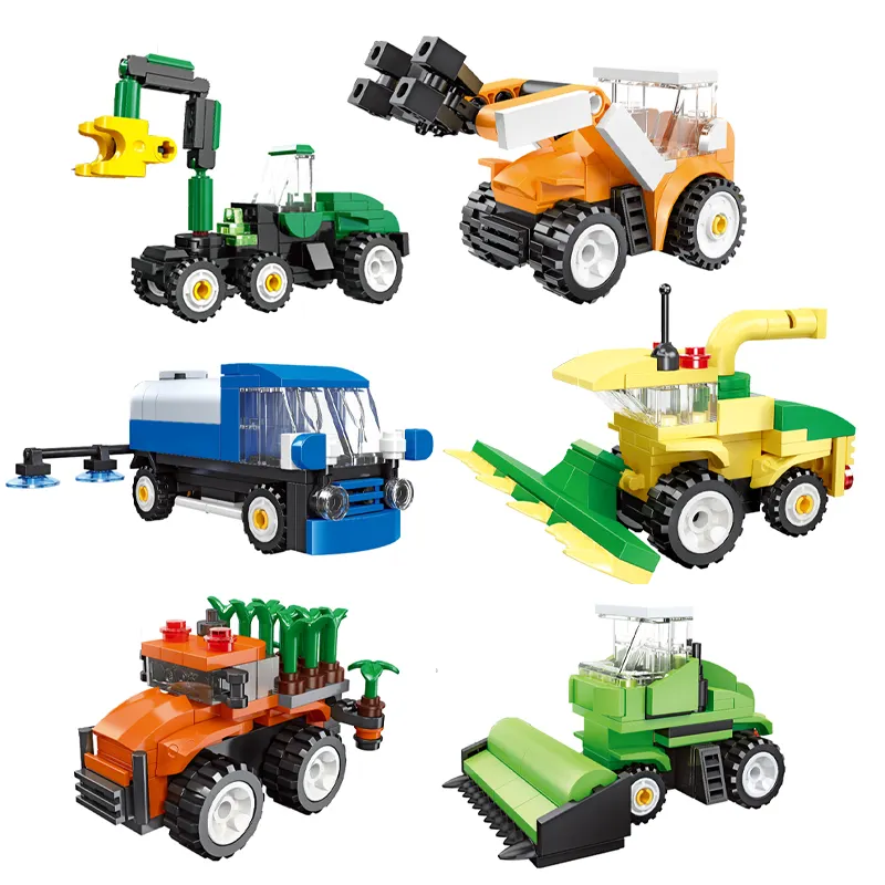 QS personalizado Legoing Juguete plástico 475 Uds 6 en 1 DIY Harvest Ranch vehículo modelo niños Mini bloques de construcción juguetes de ladrillo