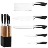 Ensemble de couteaux de cuisine astucieux de chef de 8 pouces personnalisé de haute qualité lames de cuisine en acier inoxydable acier métal avec bloc de bois pour la coupe