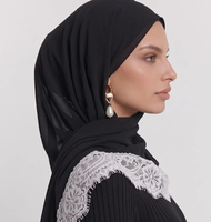 Hijab long en modal et dentelle premium non transparente, couleur de dentelle personnalisable, confortable et doux, style ethnique pour femmes musulmanes