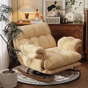 Fauteuil à bascule pour salon, fauteuil inclinable rembourré en tissu rayé, siège individuel pour adulte, chaise de détente confortable - Product Image 1