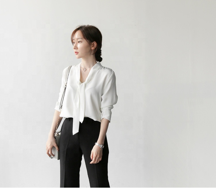Casual V Neck Slim Chiffon Blouse