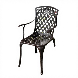 Modern Design Durable Cast Aluminum Outdoor Furniture Armrest <b>Chair</b> with <b>High</b> Backrest for Apartment Garden Patio Balcony - Product Image 3
