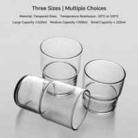 Gobelet en verre trempé empilable en gros, 220 ml, 300 ml, pour café, whisky, jus, eau, pour hôtel, café, usage domestique quotidien