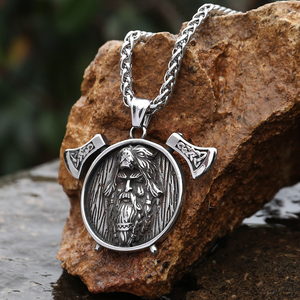 Bijoux historiques nordiques vintage en gros, collier avec pendentif en acier inoxydable, collier viking, bijoux - Product Image 4