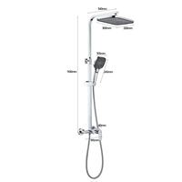 Système de douche moderne minimaliste en cuivre chromé avec jet de pluie haute pression, montage mural, ensemble complet pour usage domestique
