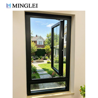 Ventana Abatible Moderna de Aluminio NFRC con Aislamiento Térmico, Triple Acristalamiento, para Uso Residencial, con Mosquitera de Nailon