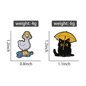 Dessin animé canard avec des bottes de pluie dans une flaque d'émail broche mignon <span class=keywords><strong>chat</strong></span> noir avec parapluie drô<span class=keywords><strong>le</strong></span> animaux broches revers Badge bijoux cadeaux - Product Image 6
