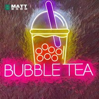 Letrero Luminoso LED de Acrílico Personalizado con Diseño de Té de Burbujas Boba, Logotipo Comercial Personalizado, Decoración de Pared para Interiores y Exteriores, para Tiendas, Comercios y Habitaciones