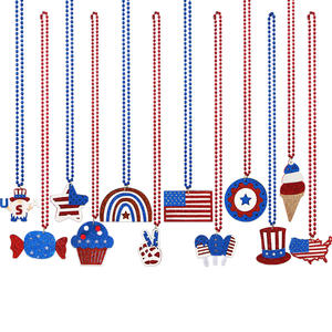 Collier pendentif drapeau Fête de la Maison de Pain d'Épices, décorations écologiques non toxiques en <span class=keywords><strong>feutre</strong></span> et chaîne de perles en <span class=keywords><strong>plastique</strong></span> <span class=keywords><strong>pour</strong></span> le Jour de l'Indépendance - Product Image 1