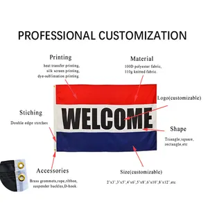 Promotional Welcome To Inquiry Price Professional Large Screen Printed Custom Flags 3x5 Promotional Factories Sublimation Flag And Banner