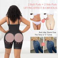 Gaine sculptante taille haute avec logo personnalisé, coussinets en éponge amovibles, contrôle du ventre, rehausseur de fesses rembourré, vente en gros