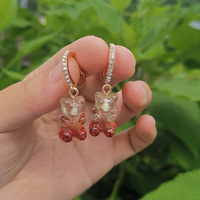 Pendientes de Plástico con Forma de Oso en Degradado de Color, Mini, Lindos, Color Caramelo, Novedad 2026, Gran Venta