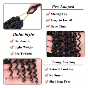 Afro Passion Twist Hair 20Inch Synthétique Ondulé Boho Bomb Extensions de cheveux au crochet Tresses au crochet pré-torsadées - Product Image 3