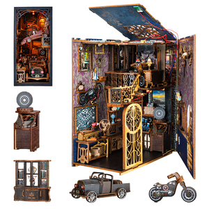 OCHOICE Drop Shipping MOQ=1 Ensemble miniature de bibliothèque 3D <span class=keywords><strong>en</strong></span> <span class=keywords><strong>bois</strong></span> à monter soi-même, thème <span class=keywords><strong>garage</strong></span>, maison d'architecture et jouets miniatures - Product Image 3