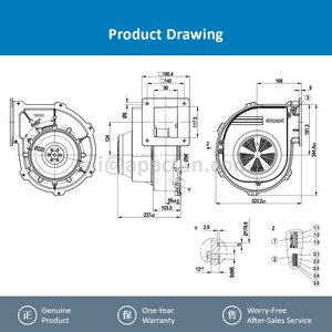 G3G200-GN18-01 200mm 230V 750W 5700RPM EC Motor OEM Gas Boiler Heating Condensing Boilers Printing <b>Centrifugal</b> Free Standing - Product Image 4