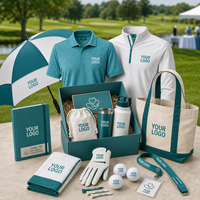 Kit de Bienvenida VIP para Invitados de Golf con Polo, Paraguas, Bolsa de Lona, Gorra, Botella, Vaso Térmico, Cordón, Toalla, Guante, Pelotas y Caja de Regalo