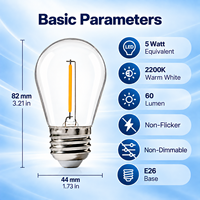 Usine directe extérieure résistant aux intempéries S14 guirlande lumineuse lampe à LED 120V E26 ampoule en plastique sans scintillement compatible avec les guirlandes lumineuses
