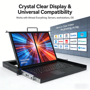 Commutateur <span class=keywords><strong>KVM</strong></span> LED VGA 1U pour montage en rack, 18,5 pouces, 4, 8 ou 16 ports, avec clavier et pavé tactile intégrés OSD, fonction IP USB/PS2 1080P, commutateur <span class=keywords><strong>KVM</strong></span> LCD - Product Image 3