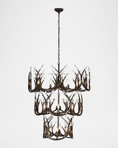 Marble - Patterned Metal Chandelier with Crystal Details, Luxury <b>Vintage</b> Lighting for Villas - Product Image 5