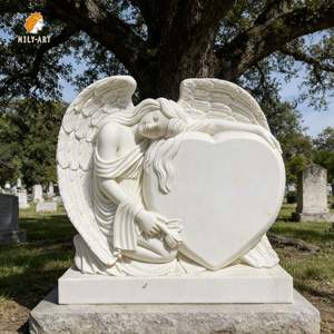 Надгробие MILY на заказ: высококачественный мраморный ангел в форме сердца для кладбища - Product Image 1