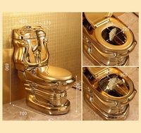 Ensemble de toilettes en céramique dorée brillante de style occidental KD-21GPB-1, Chaozhou Royal Bathroom, toilettes en céramique plaquée or en deux parties