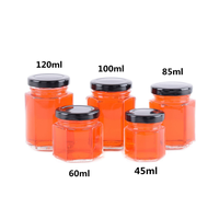 Stoples Kaca Heksagonal untuk Madu 45ml 100ml 180ml 280ml 380ml 500ml 730ml Label Kustom Tutup Ulir Kemasan Makanan