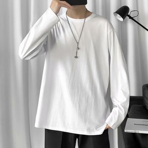 T-shirt à manches longues pour homme en coton 100% uni, coupe classique, anti-froissement, vente en gros, automne-hiver - Product Image 1