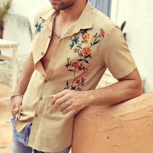 Camisa de Alta Calidad Personalizada 100% Algodón para Hombre, Camisa Deportiva con Cuello de Botones, Camisa con Bordado Floral - Product Image 2