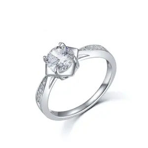 Solitaire LỜI HỨA ngón tay nhẫn mới 925 Sterling Bạc engagement 1 CT kim cương xinh xắn Nhẫn đính hôn