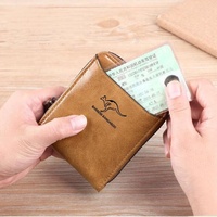 Dompet Pria Kartu Bank Pemblokir RFID Kulit PU Kustom Uang Saku Koin Tipis Ritsleting Dompet Pendek Anak Laki-laki Remaja Terbaik